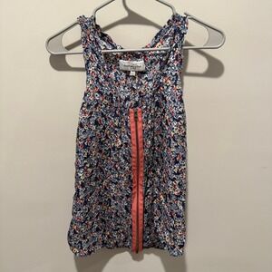Abercrombie Fitch Floral Sleeveless Tank Top Women's Size M‎ Coral Zipper Accent